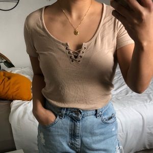 Ribbed Tan Crop Top